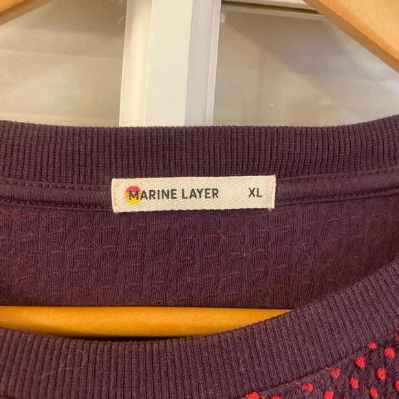 Marine Layer Burgundy Crewneck Sweater with Dot Pattern - Picture 2 of 6